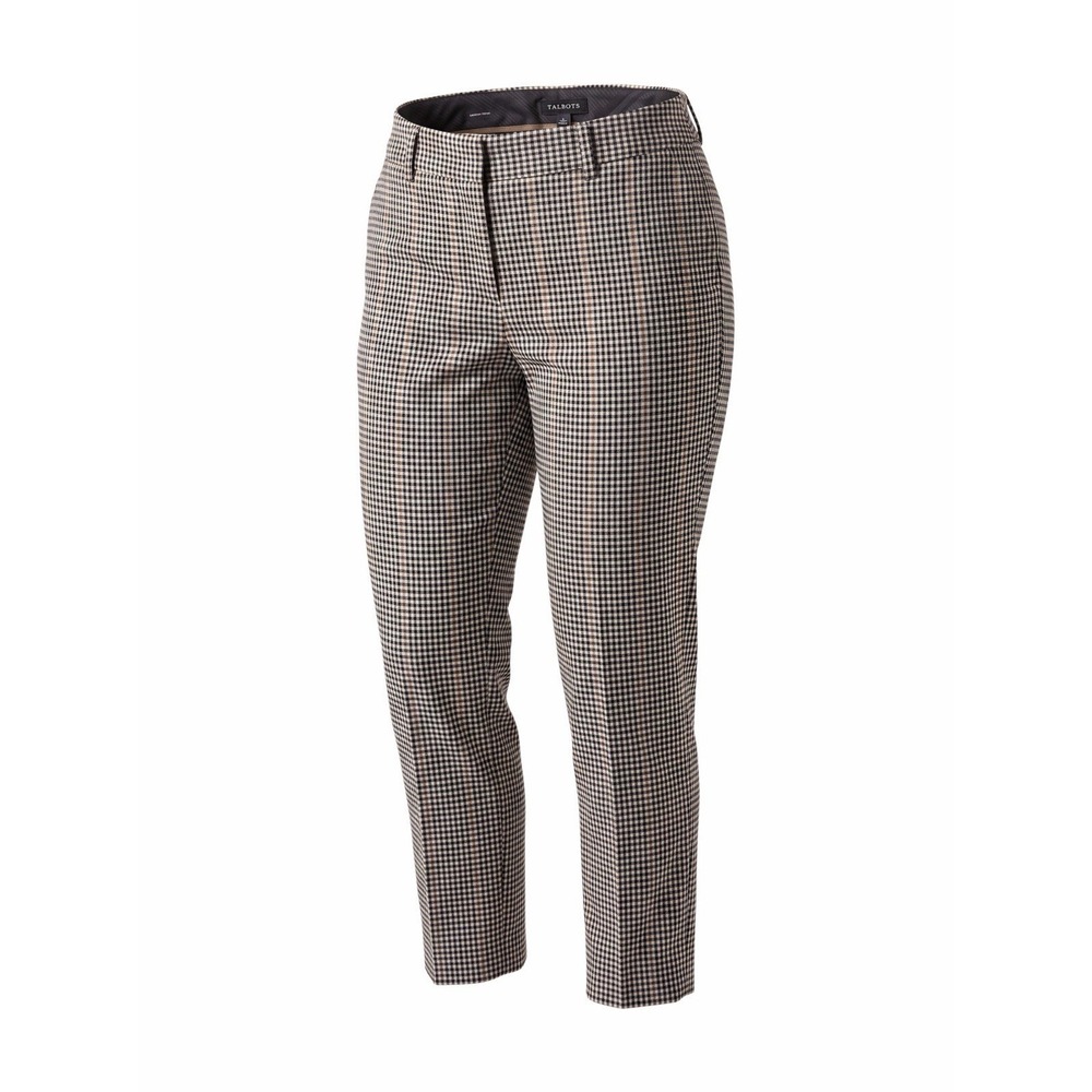 Talbots Petites Heritage Dress Pants Womens Size 12P Gray Plaid Mid Rise